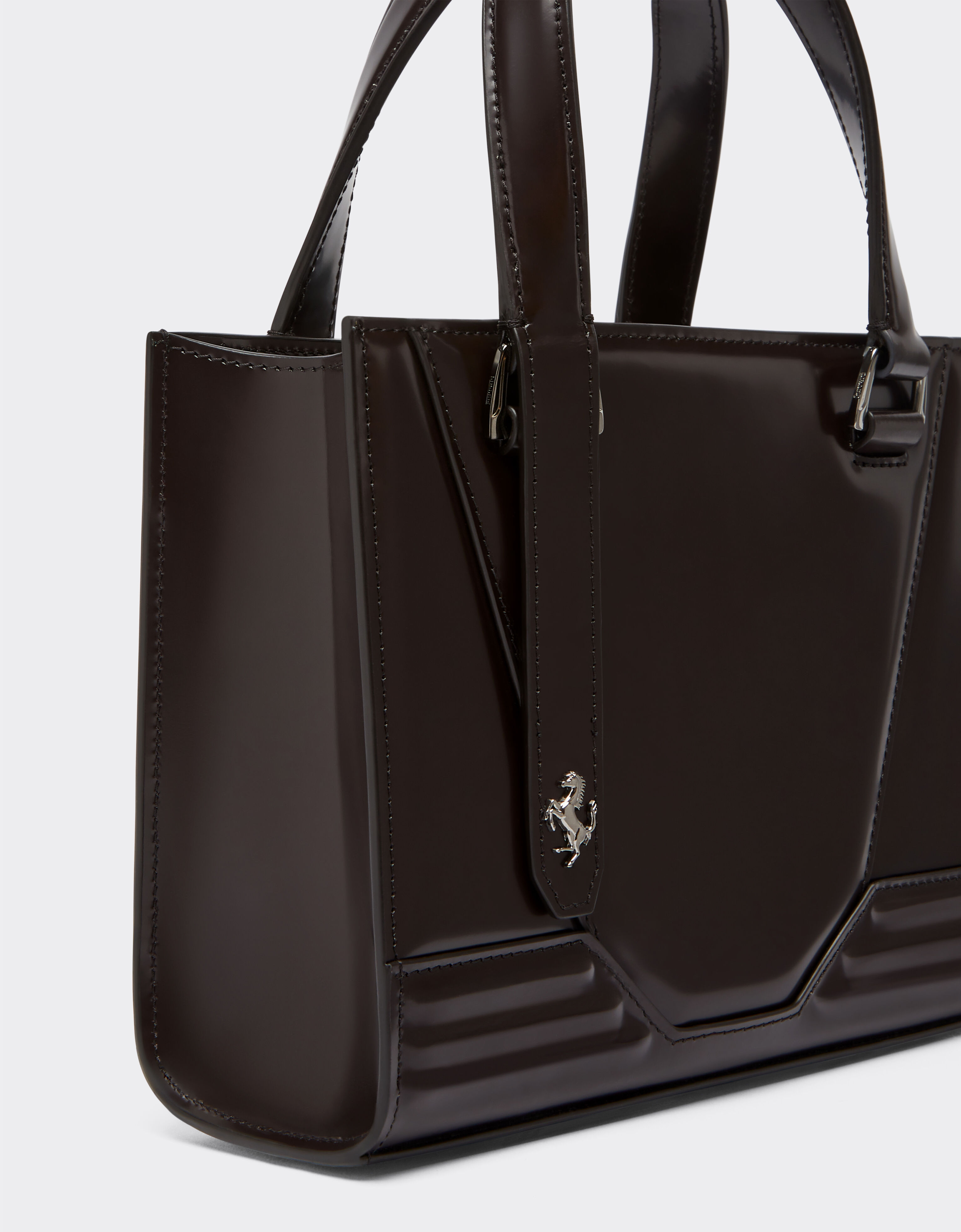 Ferrari Ferrari GT borsa mini tote in pelle spazzolata Dark brown 21369f