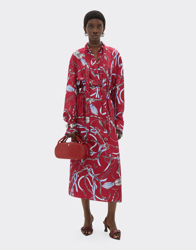Ferrari Robe en soie avec imprimé Ferrari Closet Maison Red 50072f