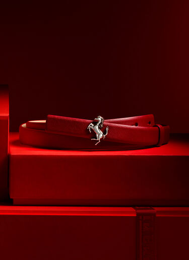 Ferrari Ceinture fine en cuir nappa Rouge Maison 50410f