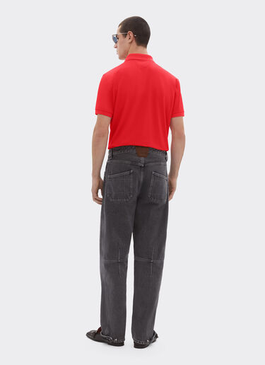 Ferrari Cotton polo shirt with Ferrari logo Rosso Dino 51058f