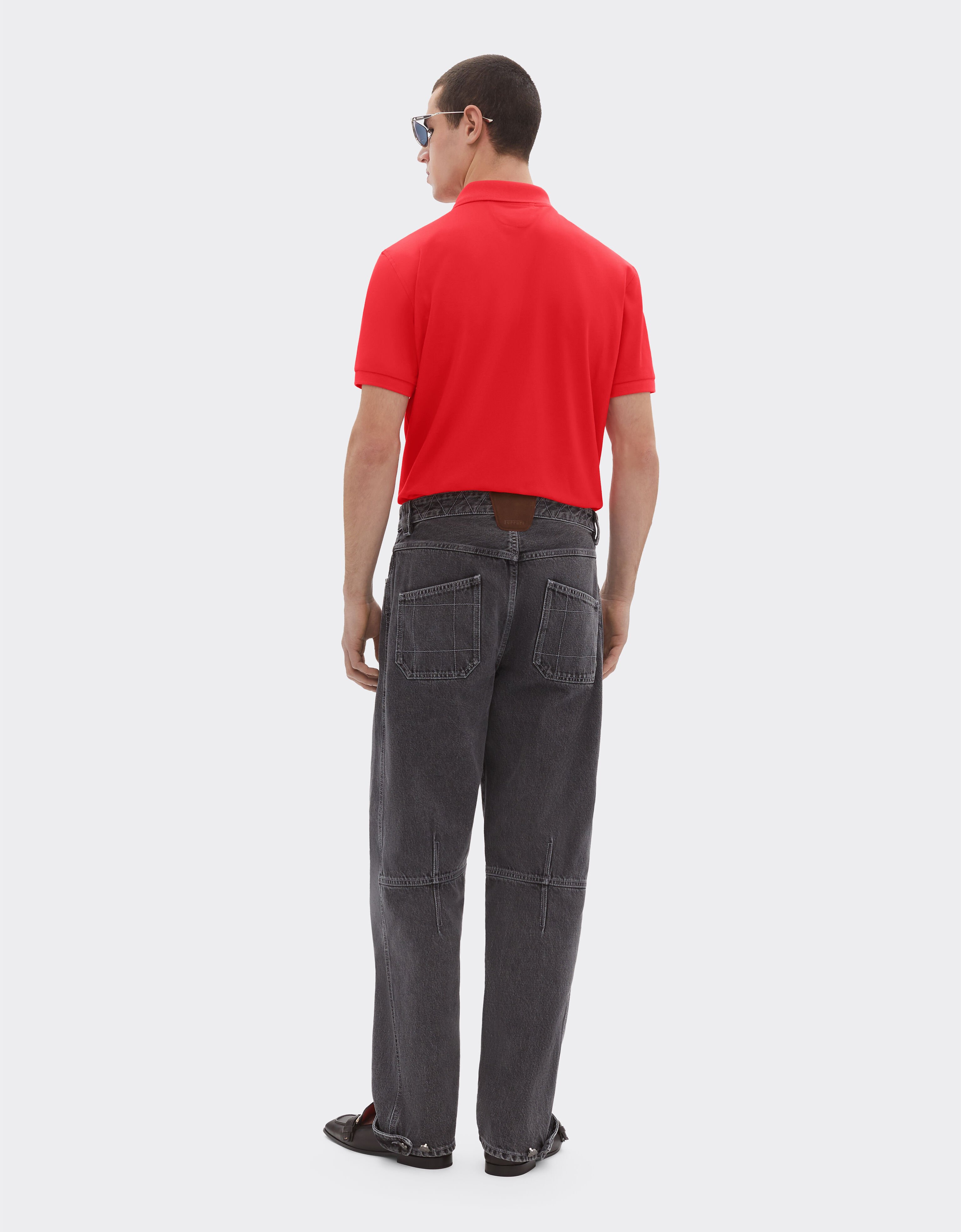 Ferrari Cotton polo shirt with Ferrari logo Rosso Dino 51058f