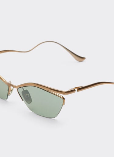 Ferrari Lunettes de soleil Ferrari en titane doré brillant avec verres vert foncé Oro LA0KVf