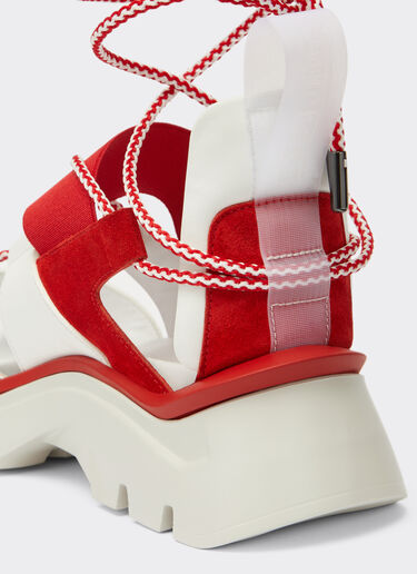 Ferrari Sandale aus Leder und Veloursleder mit überkreuzten Schnürsenkeln Optisch Weiß 20310f