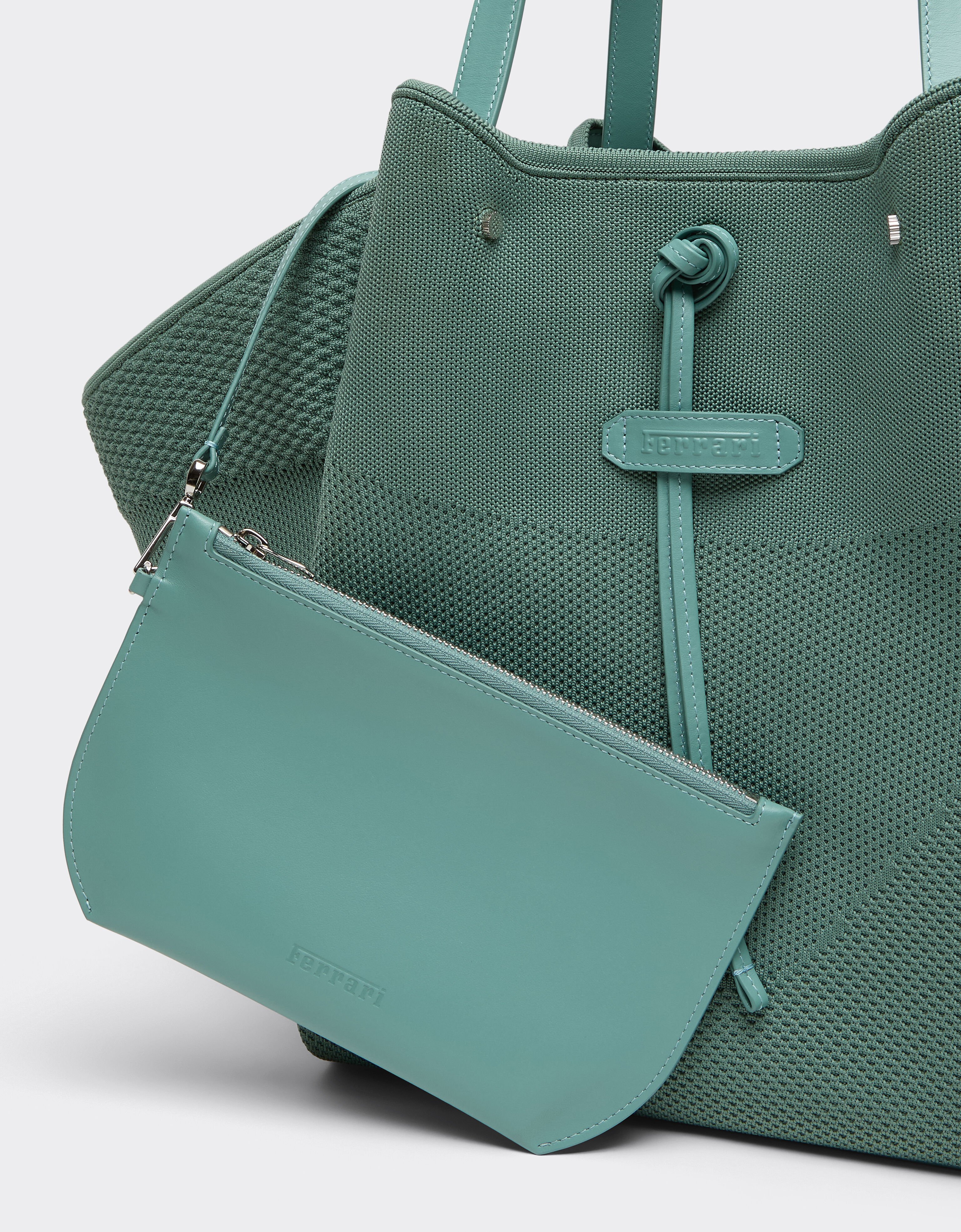 Knitted and leather tote bag Ferrari Knitted and leather tote bag Verde Granito 50170f