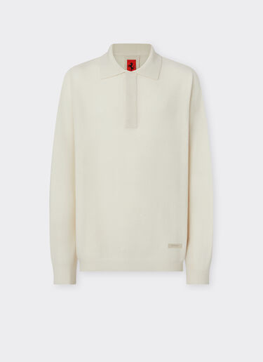 Ferrari Merino wool long-sleeved polo shirt Ivory 21065f