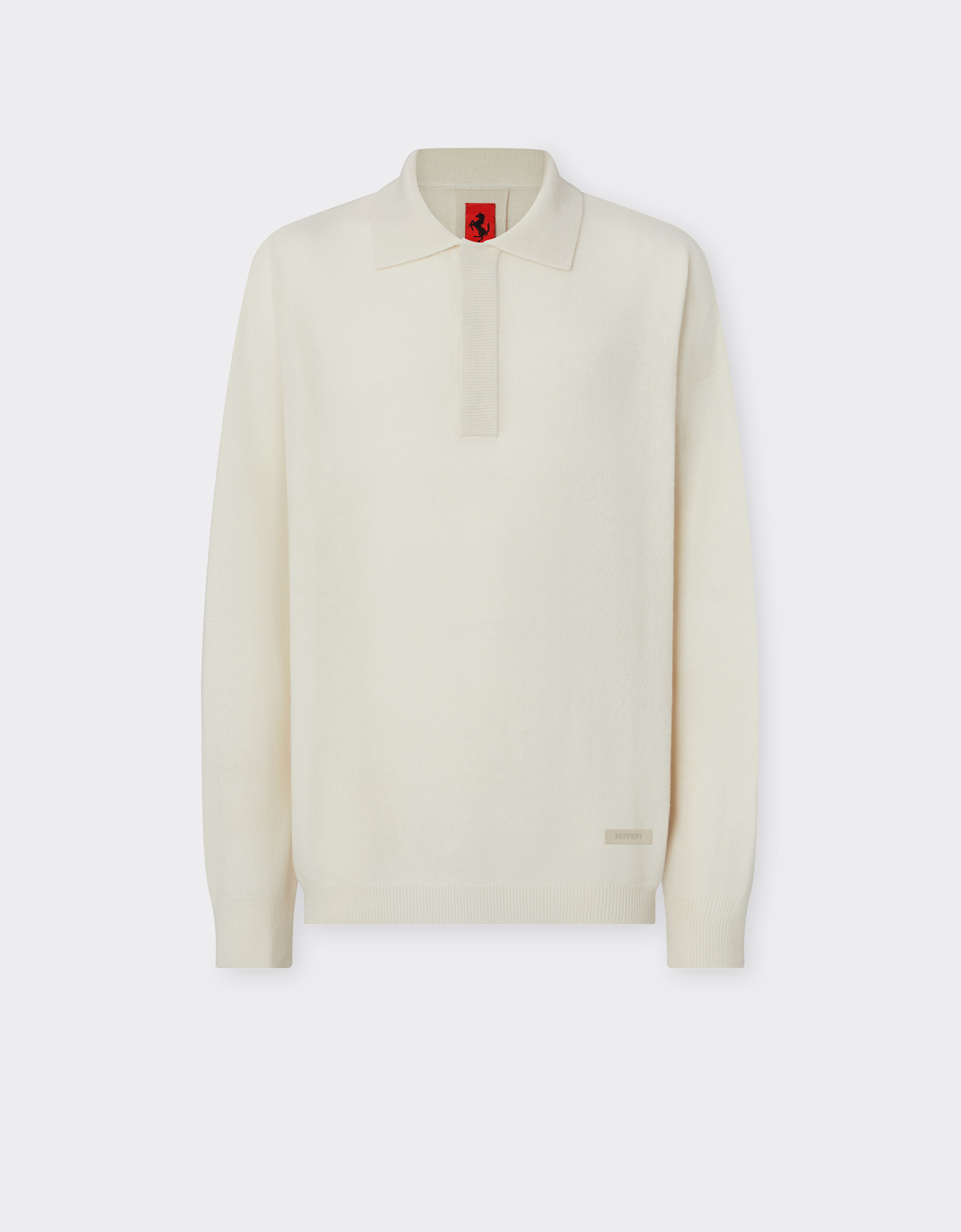 Ferrari Merino wool long-sleeved polo shirt Ivory 21065f