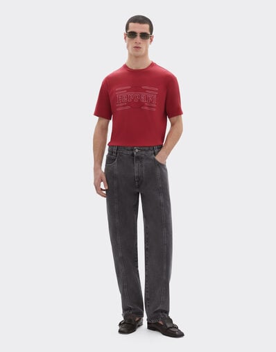 Ferrari Cotton T-shirt with embroidery Maison Red 50836f