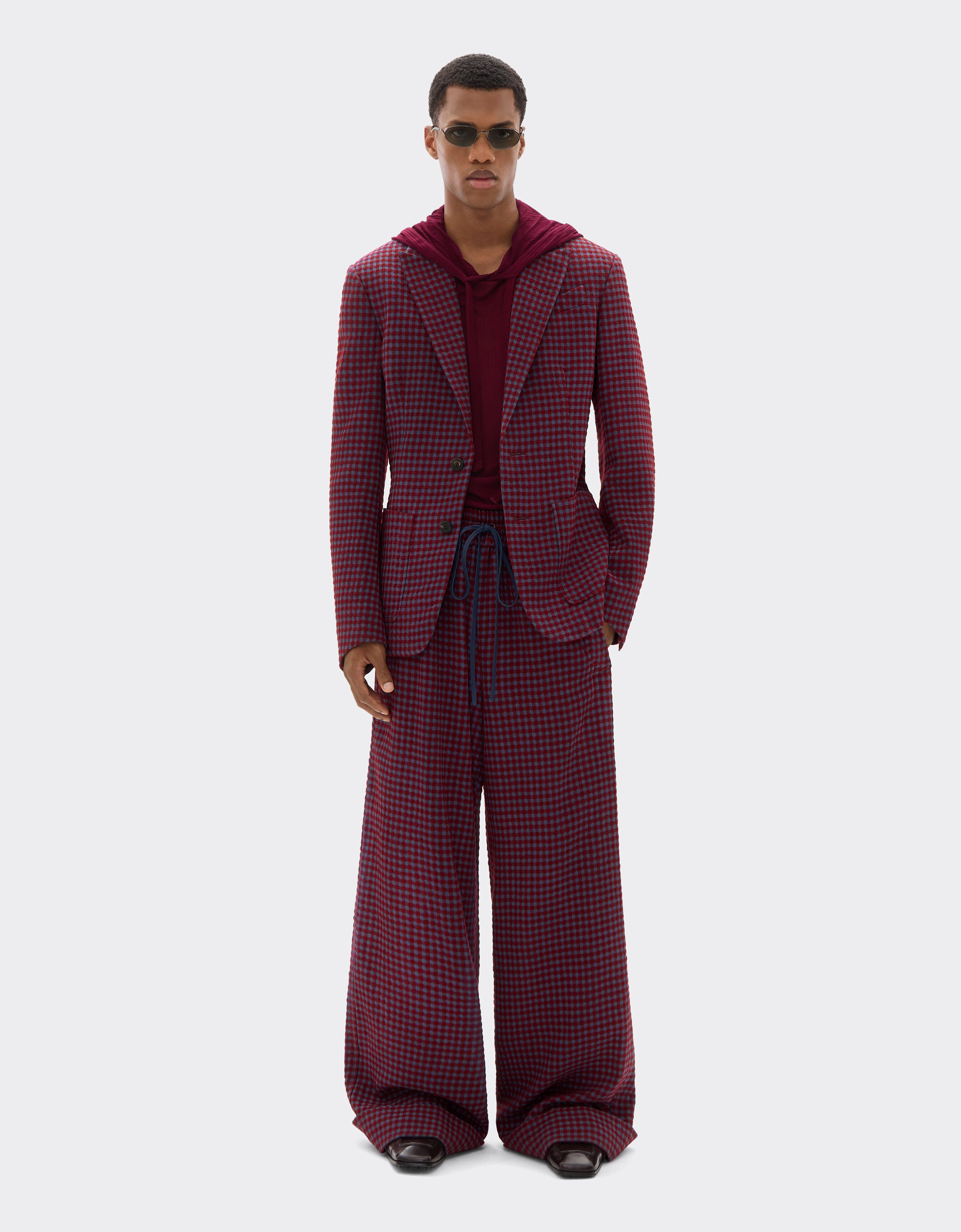 Ferrari Wool and viscose blazer with Vichy pattern Cherry 22597f