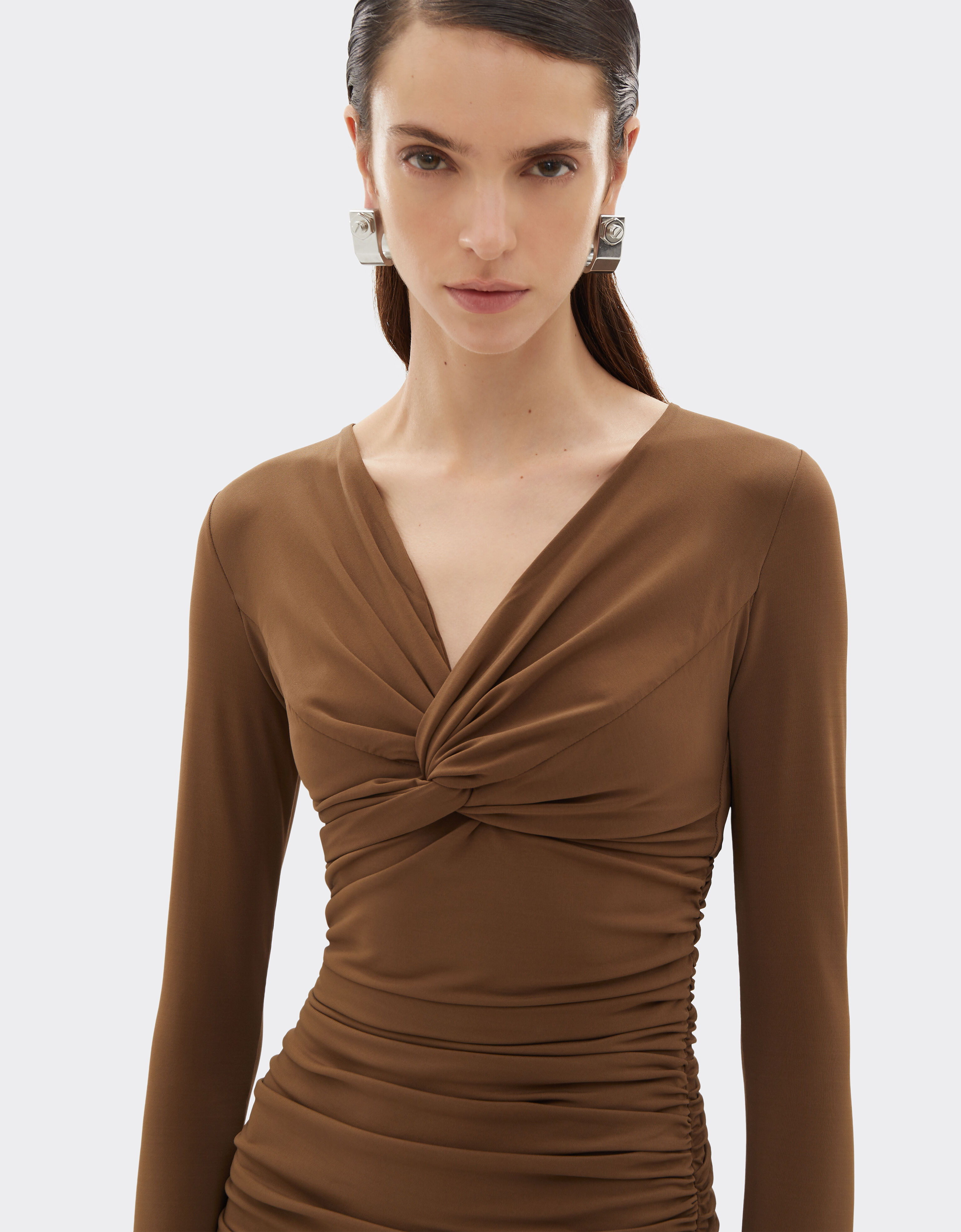 Mini dress in viscose crepe jersey Ferrari Mini dress in viscose crepe jersey Khaki Green 50128f