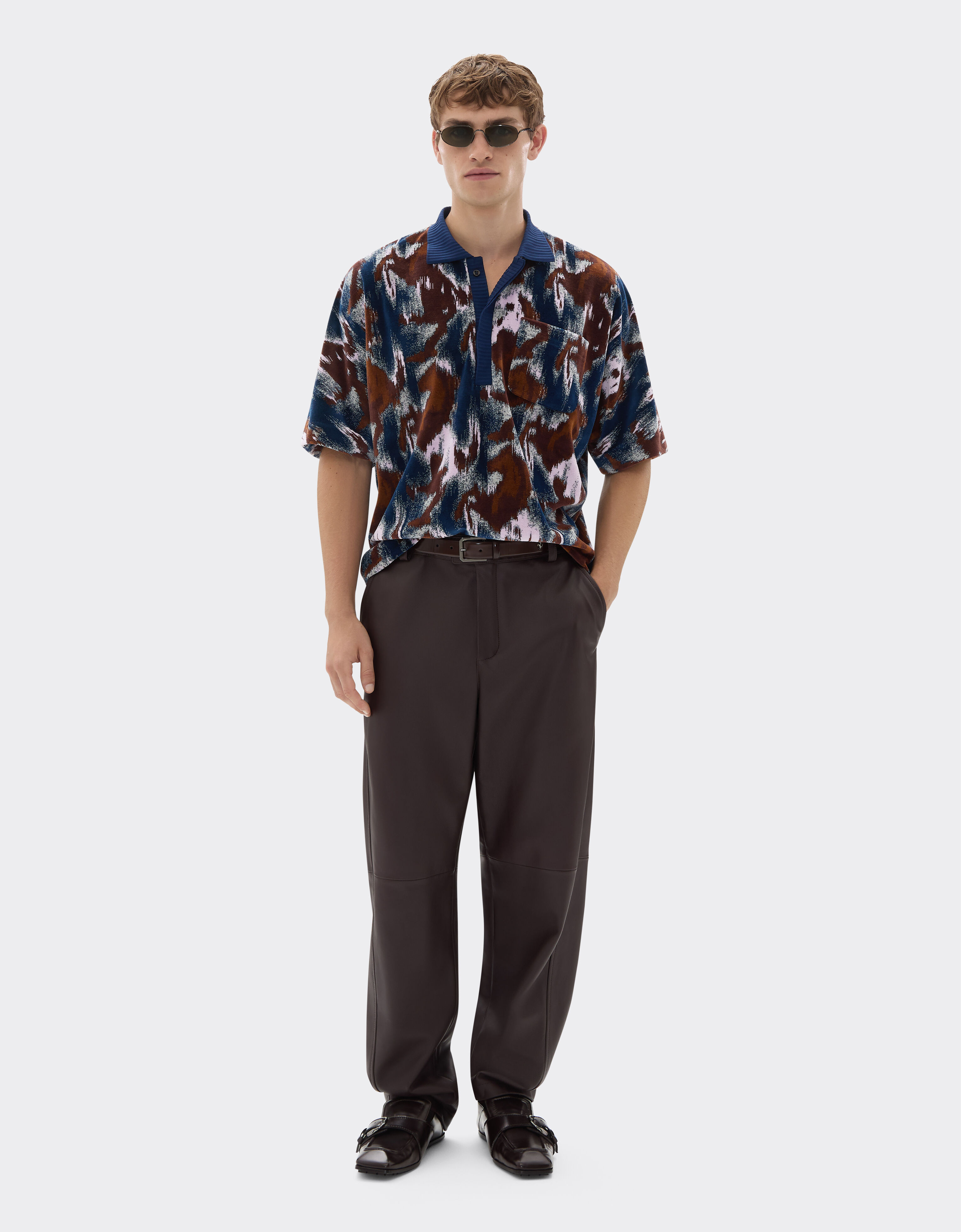 Ferrari Chenille polo shirt with Cavallino Ikat pattern Peacock 49272f