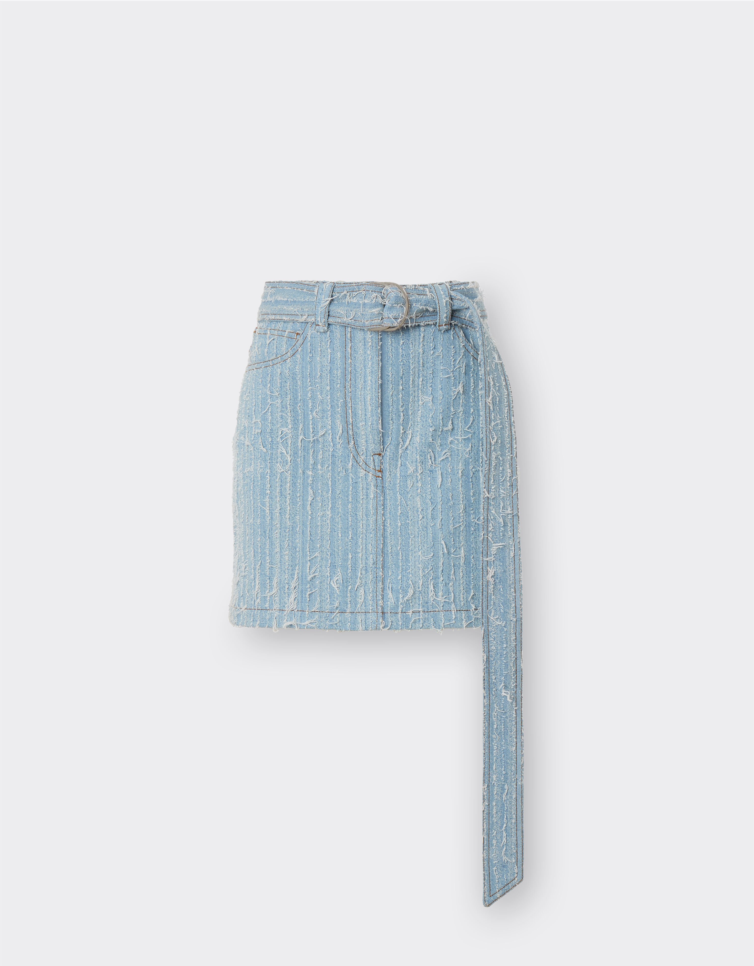 Ferrari enim-Minirockausgefranst und gebleicht Heller Denim 22194f