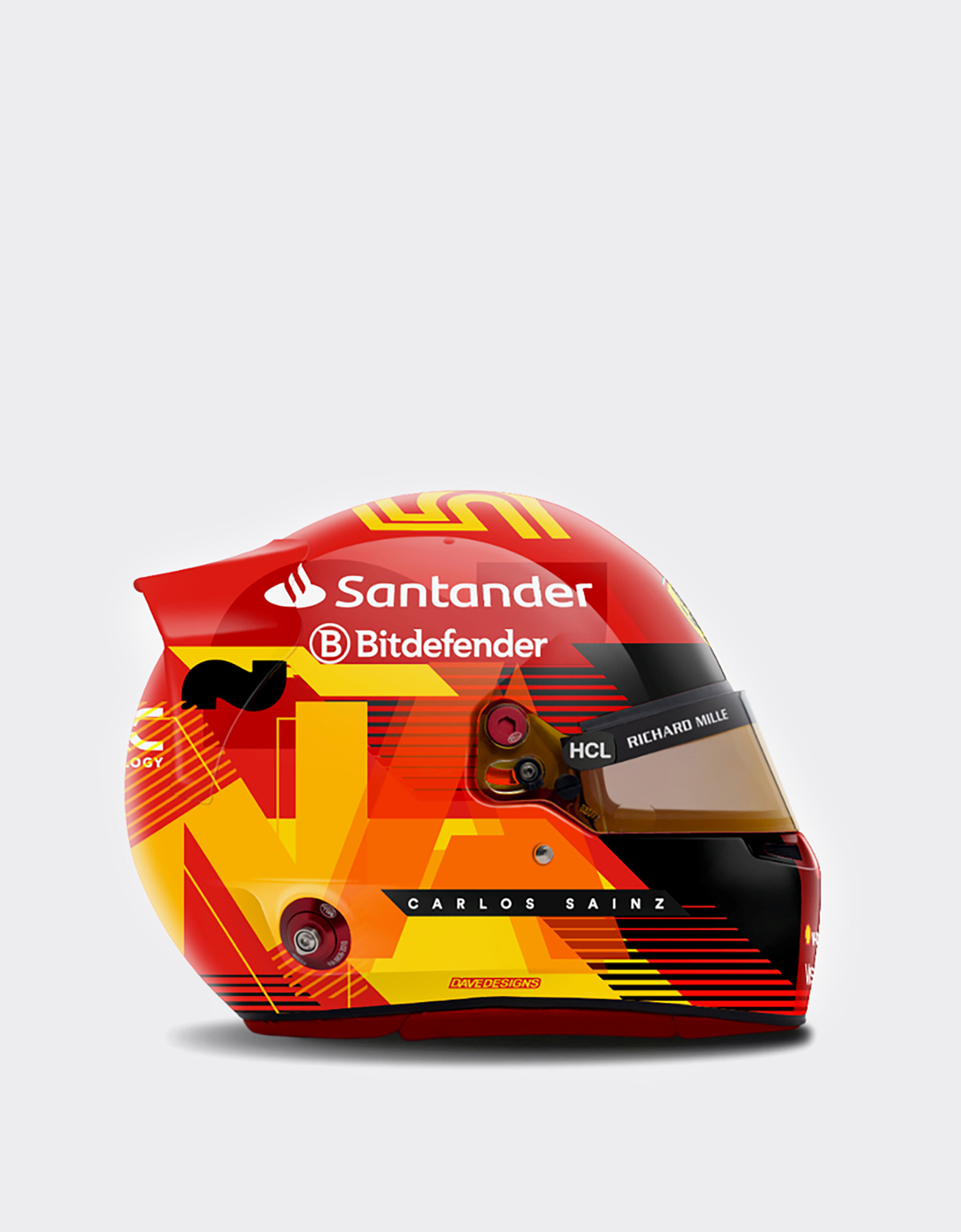 Ferrari Carlos Sainz Mini-Helm im Maßstab 1:2 - Spanien Sonderedition 2024 Rot F1355f