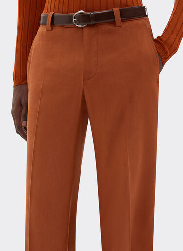 Ferrari Trousers in linen and viscose gabardine Tabacco 22089f