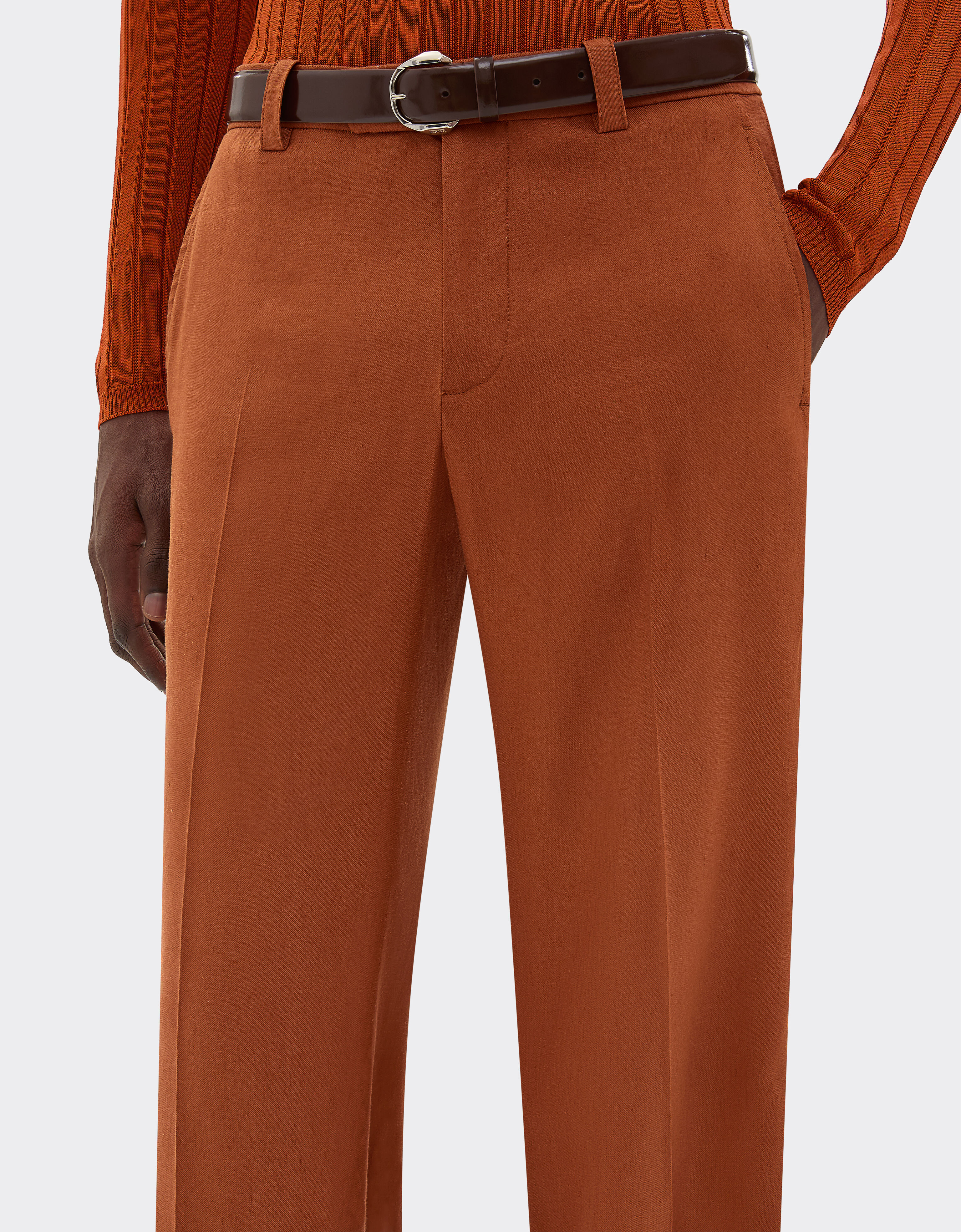 Ferrari Trousers in linen and viscose gabardine Tabacco 22089f