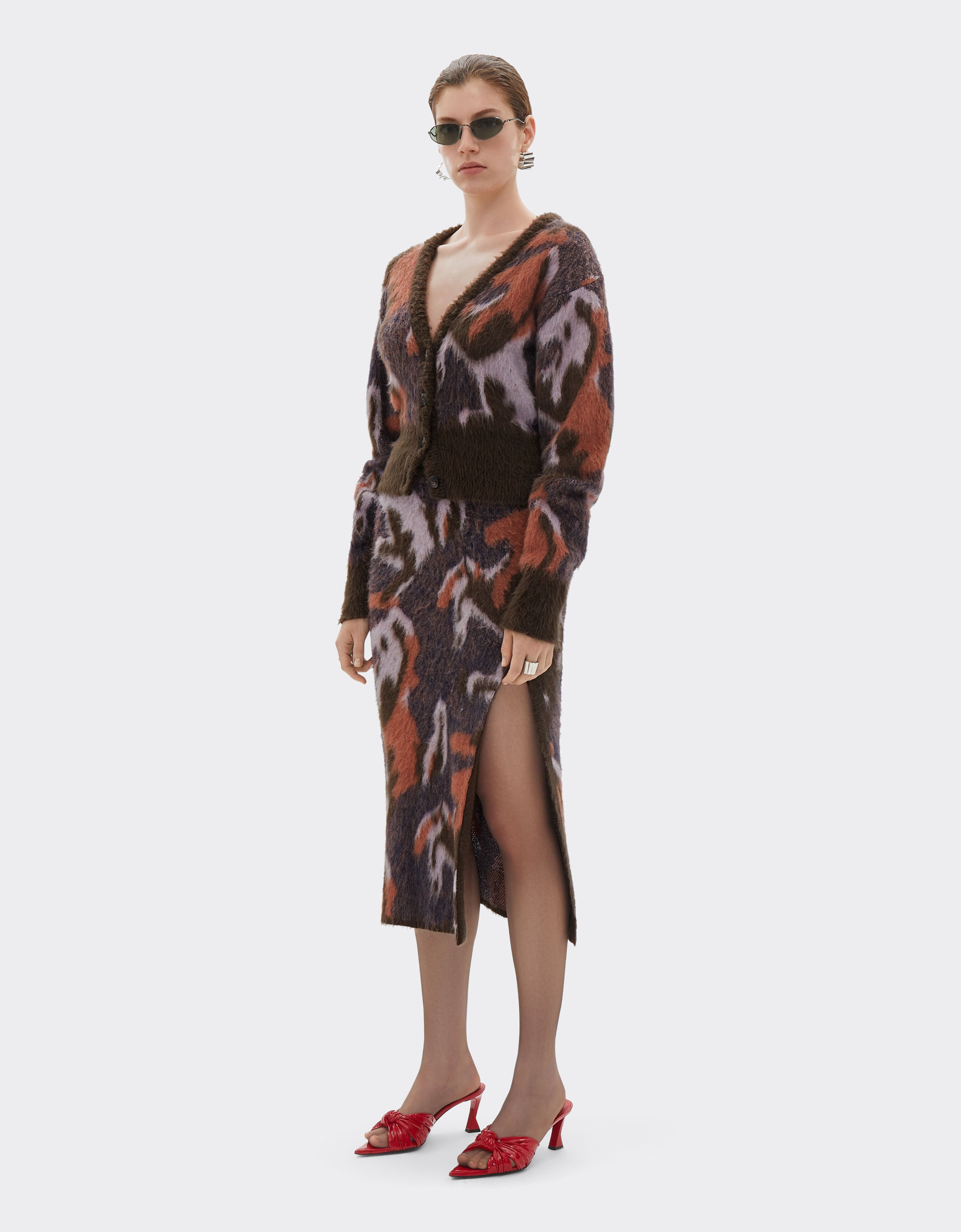 Ferrari Knit cardigan with Cavallino Ikat pattern Espresso 22530f