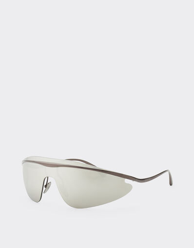 Ferrari Ferrari shield sunglasses in grey metal with silver mirror lens Ingrid F1530f