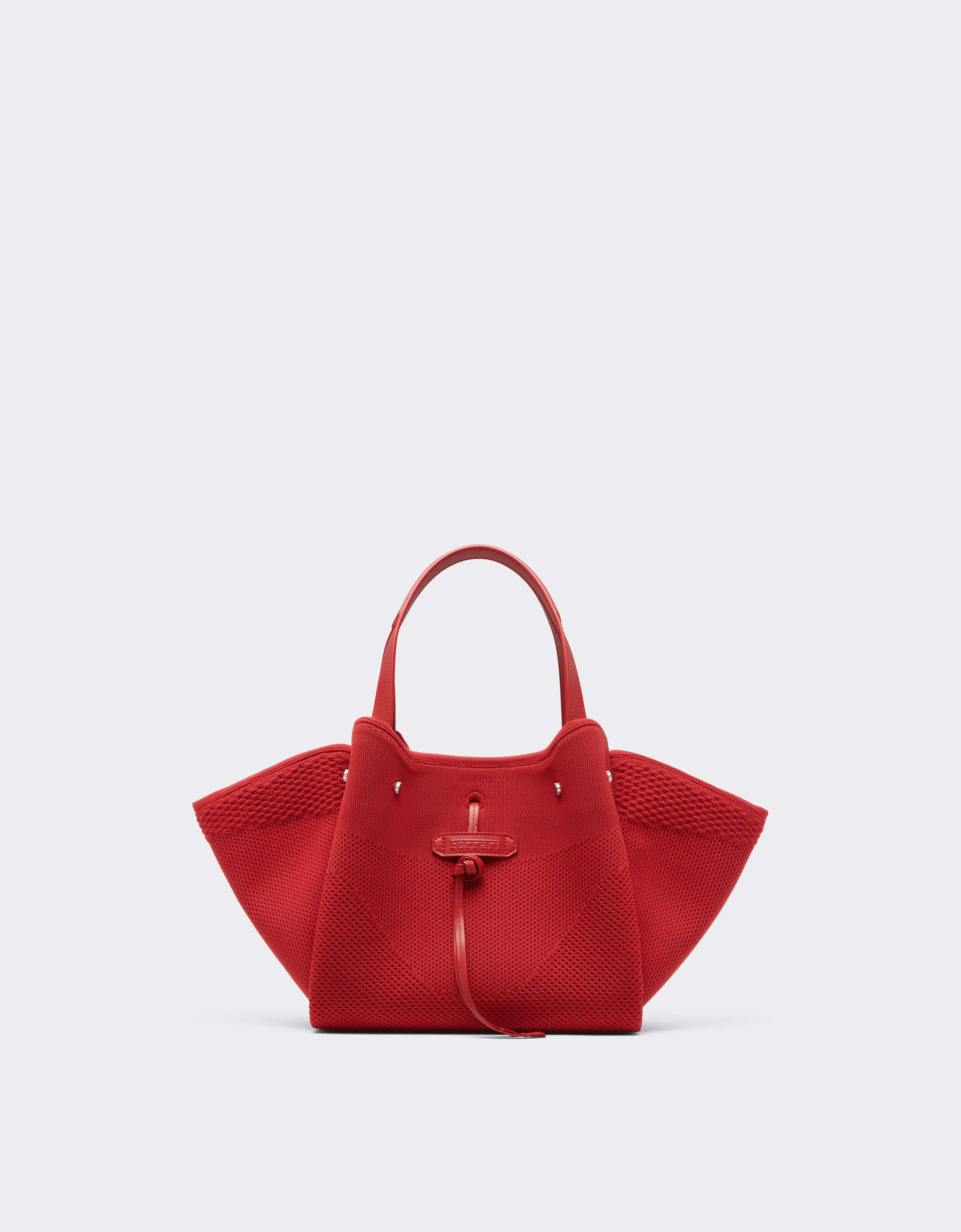 Ferrari ニットとレザーのトートバッグ Rosso Magma CBWTO0002YA00006f