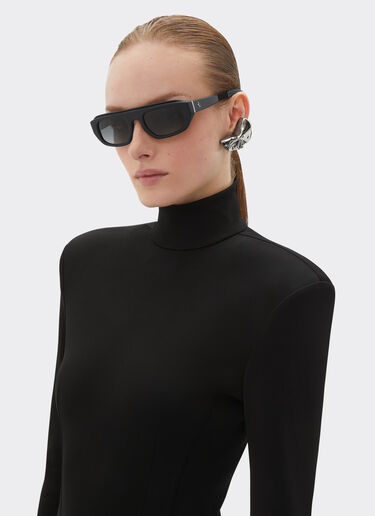 Ferrari Lunettes de soleil Ferrari en acétate et cuir noir avec verres polarisants grisés Noir F1541f