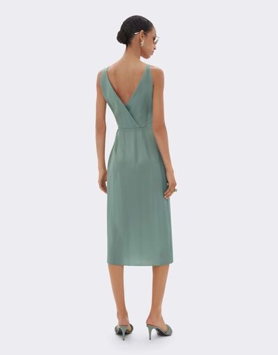 Silk Satin Dress with Pekin Pattern Ferrari Silk Satin Dress with Pekin Pattern Salvia CWWDR0019WAC0001f