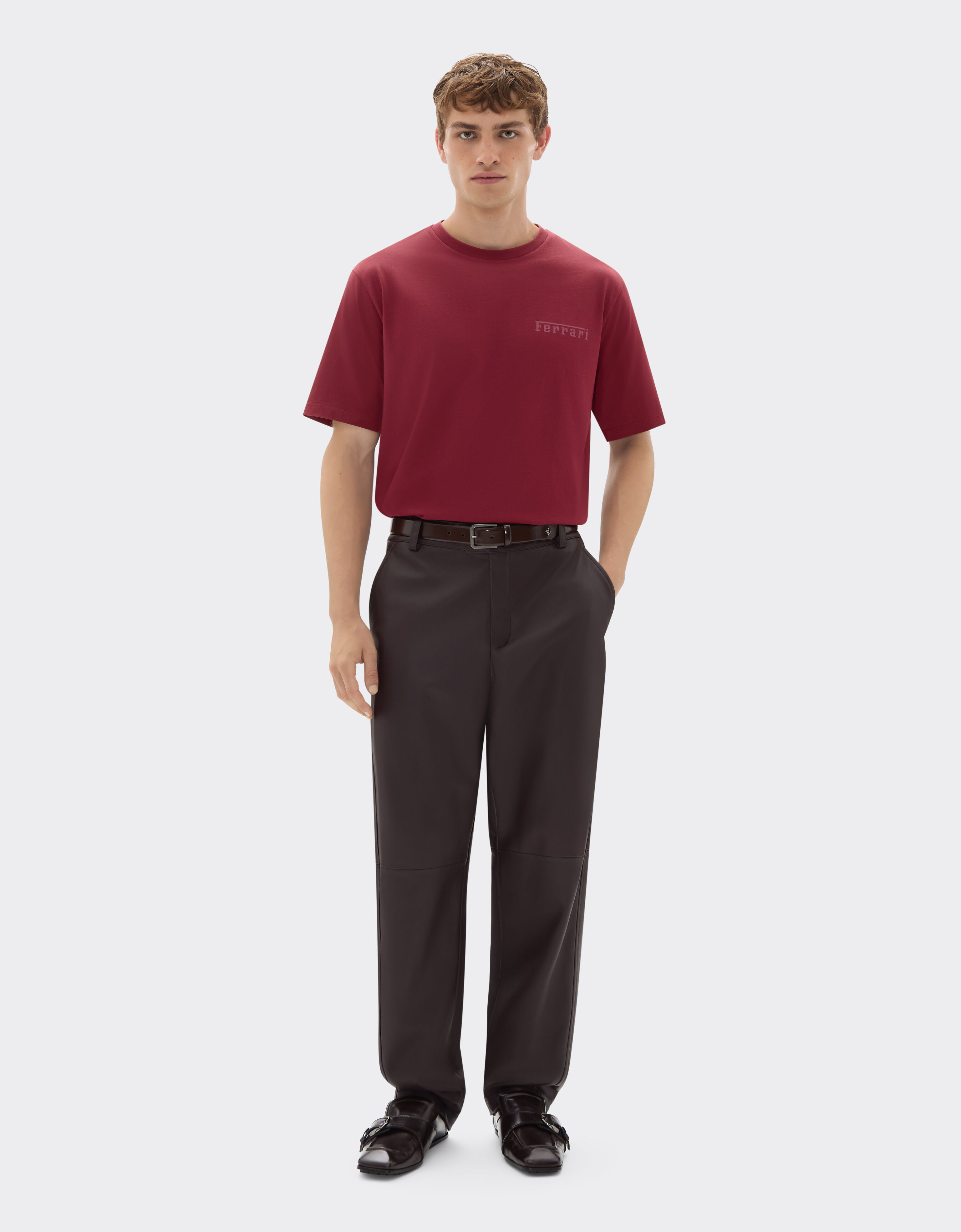 Ferrari Cotton T-shirt with Ferrari logo Mahogany 21163f