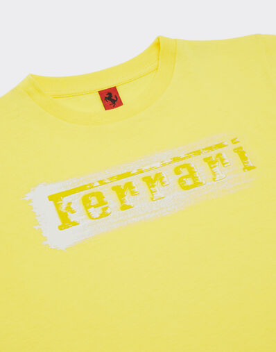Ferrari T-shirt en coton avec logo Ferrari brossé Giallo Modena 22464fK