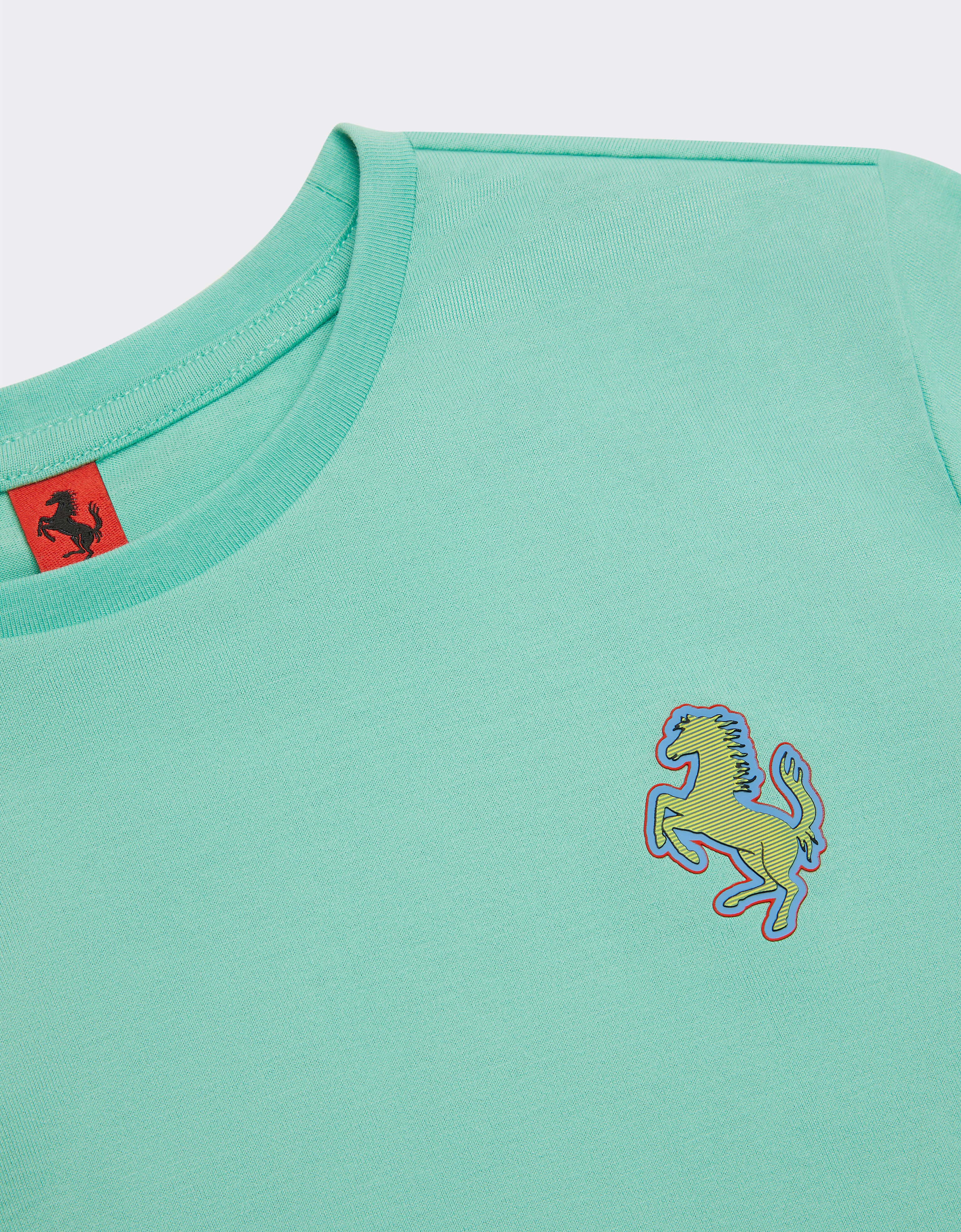 Ferrari T-shirt with Prancing Horse patch Aquamarine 48528fK