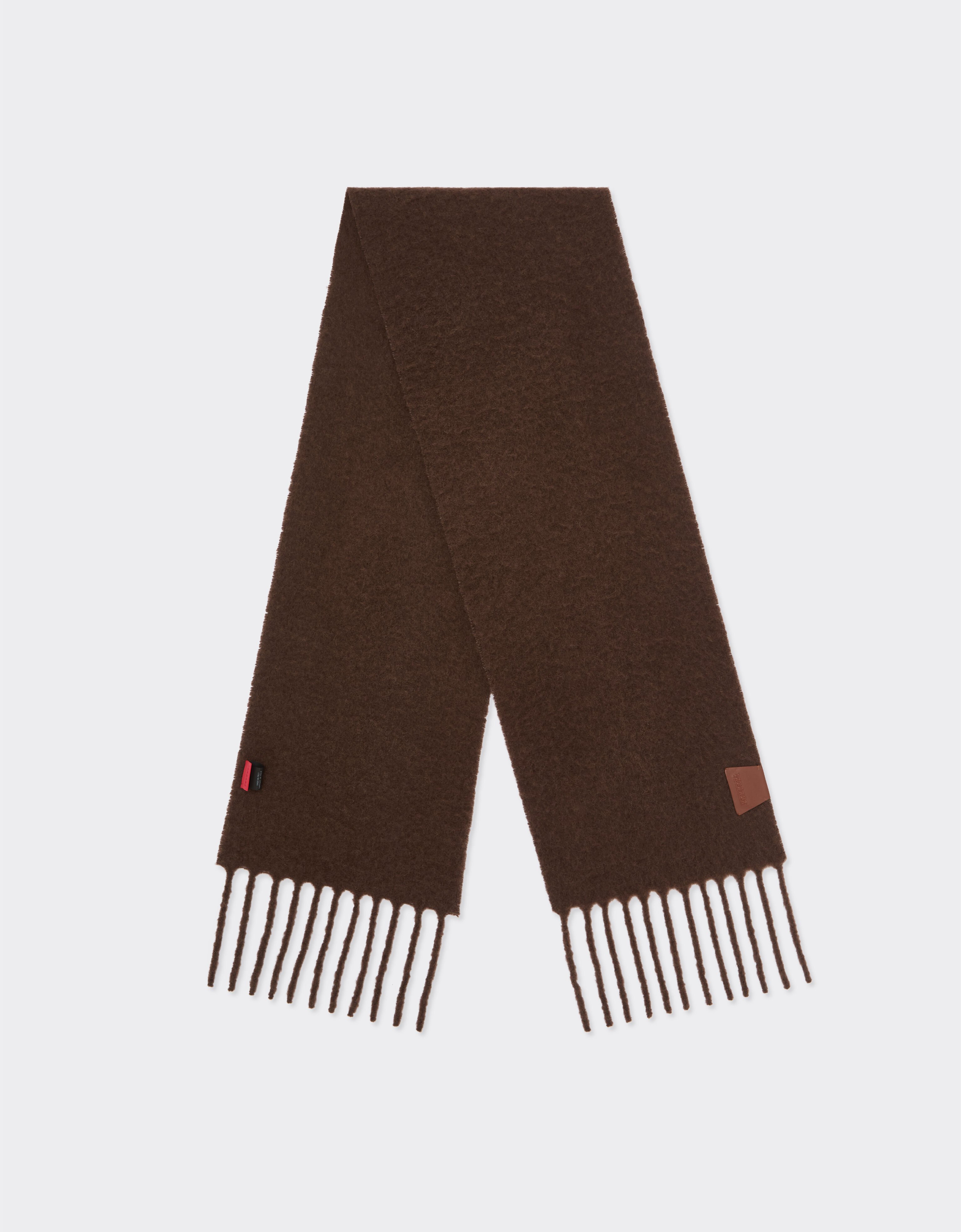 Ferrari Alpaca scarf with Ferrari label Dark brown 22714f