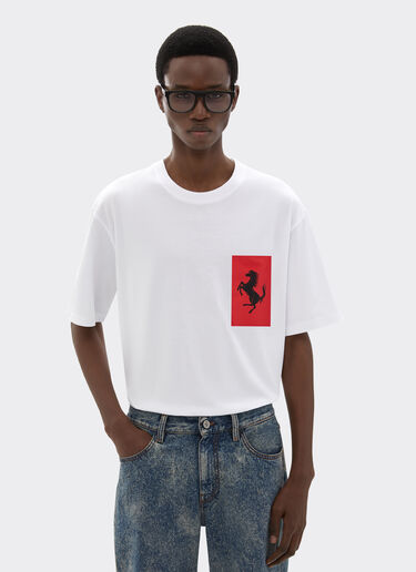 Ferrari Camiseta de algodón con bolsillo de Cavallino Rampante Blanco óptico 47824f