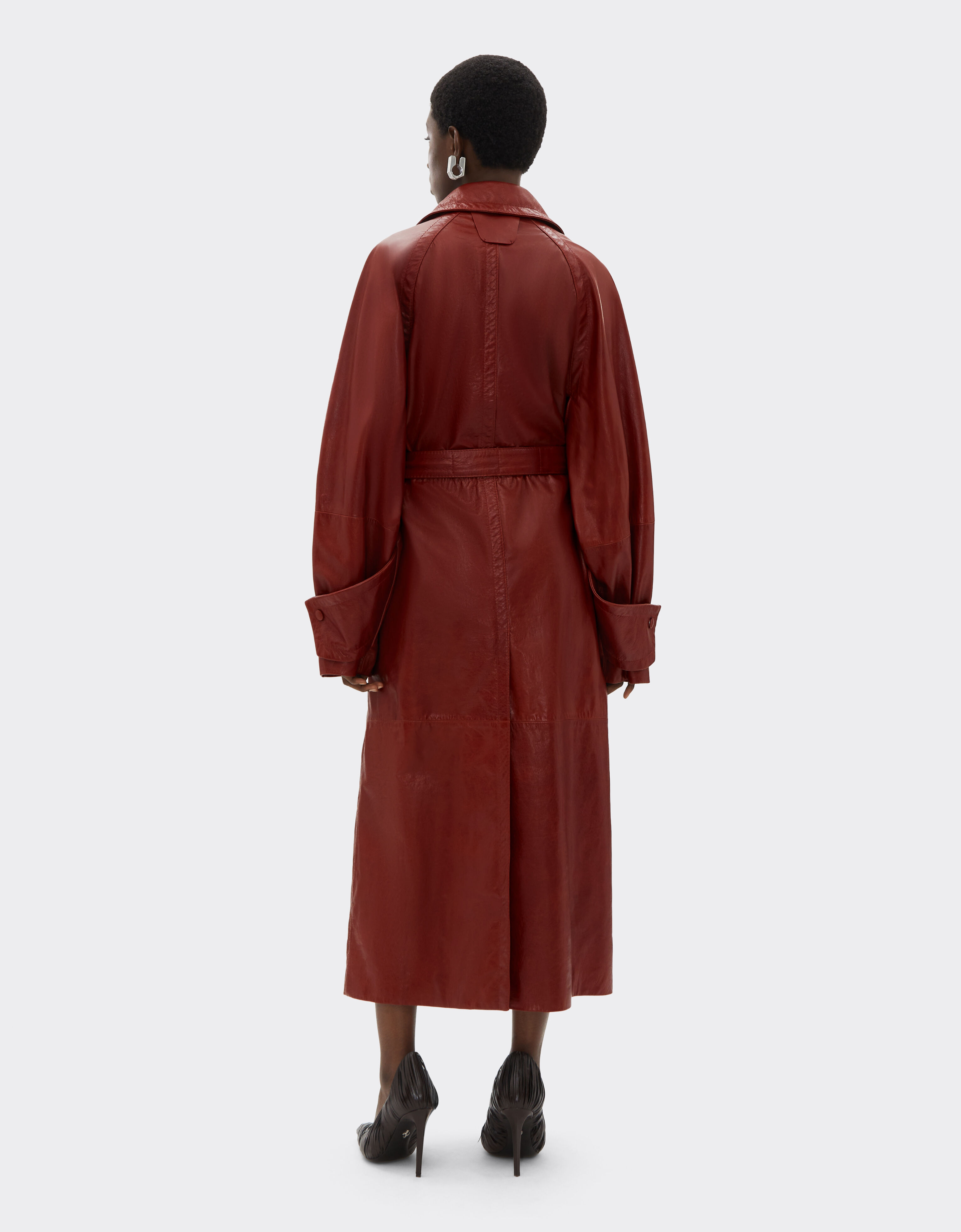 Ferrari Manteau en cuir ciré Fired Brick 51441f