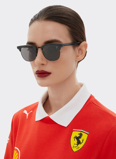 Ferrari Ray-Ban für Scuderia Ferrari RB3807M in schwarzem Metall mit dunkelgrauen Gläsern Schwarz F1512f