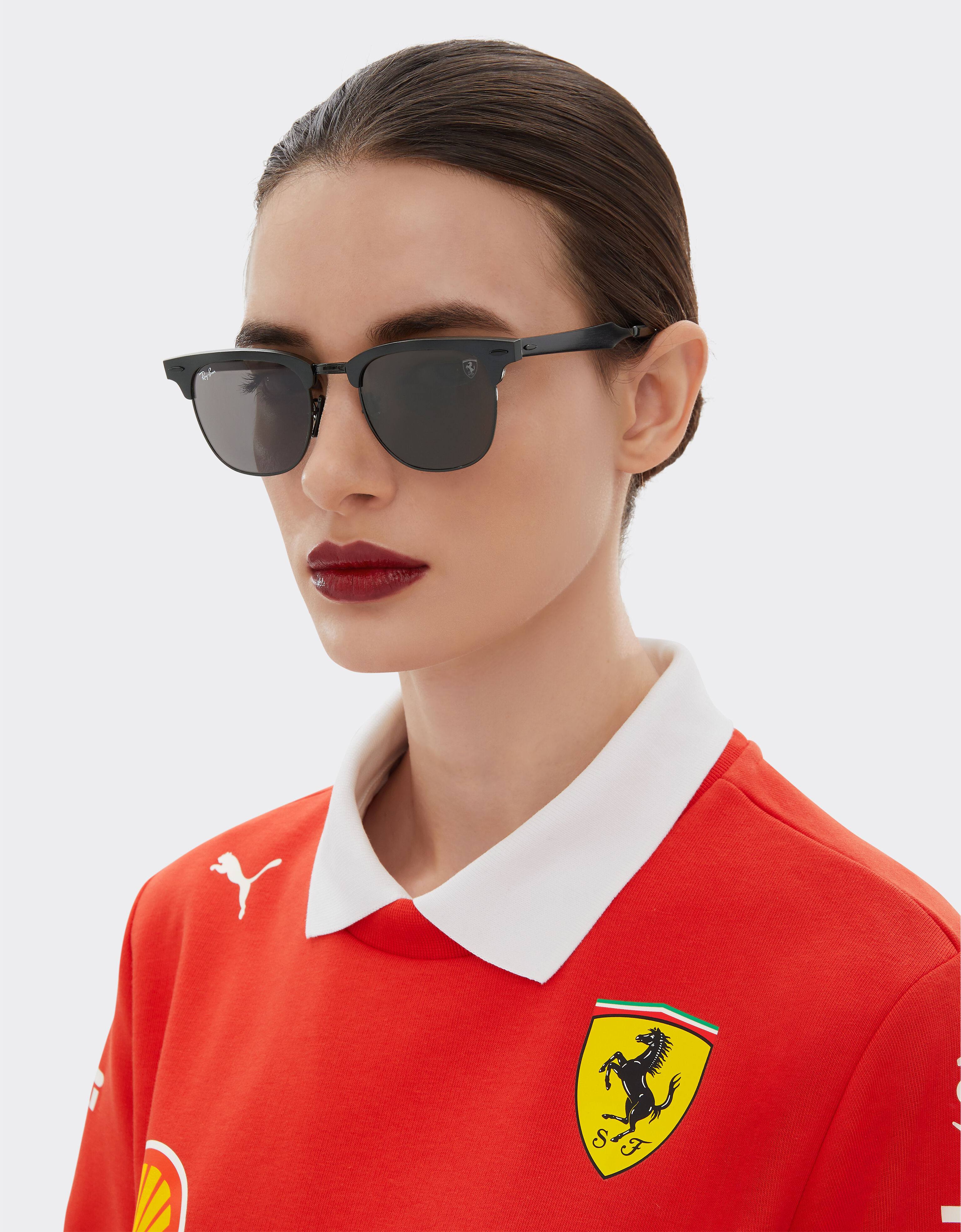 Ferrari Ray-Ban für Scuderia Ferrari RB3807M in schwarzem Metall mit dunkelgrauen Gläsern Schwarz F1512f