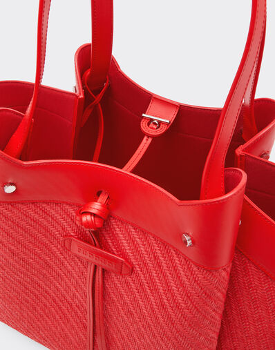 Ferrari Large Ferrari raffia and leather tote bag Rosso Dino 49110f