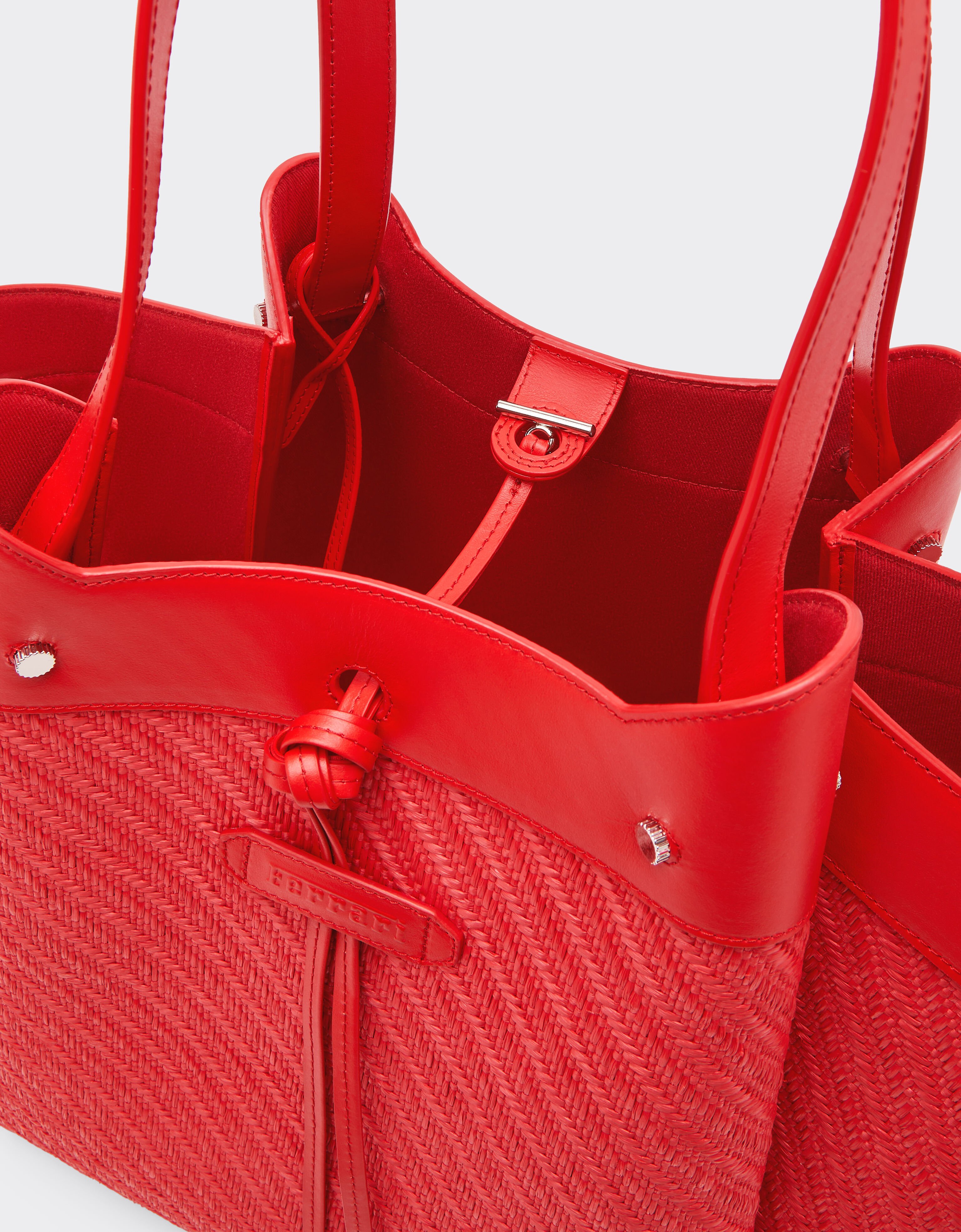 Ferrari Raffia and leather tote bag Rosso Dino 49110f