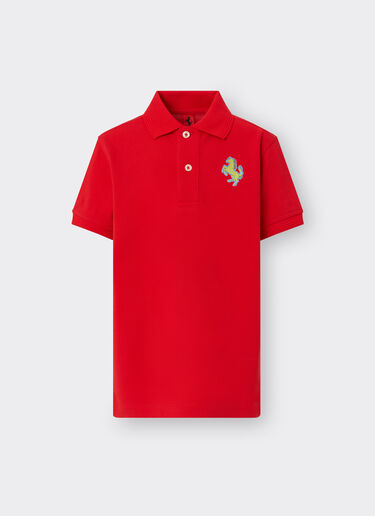 Ferrari Cotton piqué polo shirt with Prancing Horse patch Rosso Corsa 48531fK