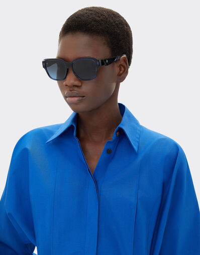 Ferrari Gafas de sol Ferrari de acetato azul a rayas con cristales azules degradados polarizados Azul escocés LA031f