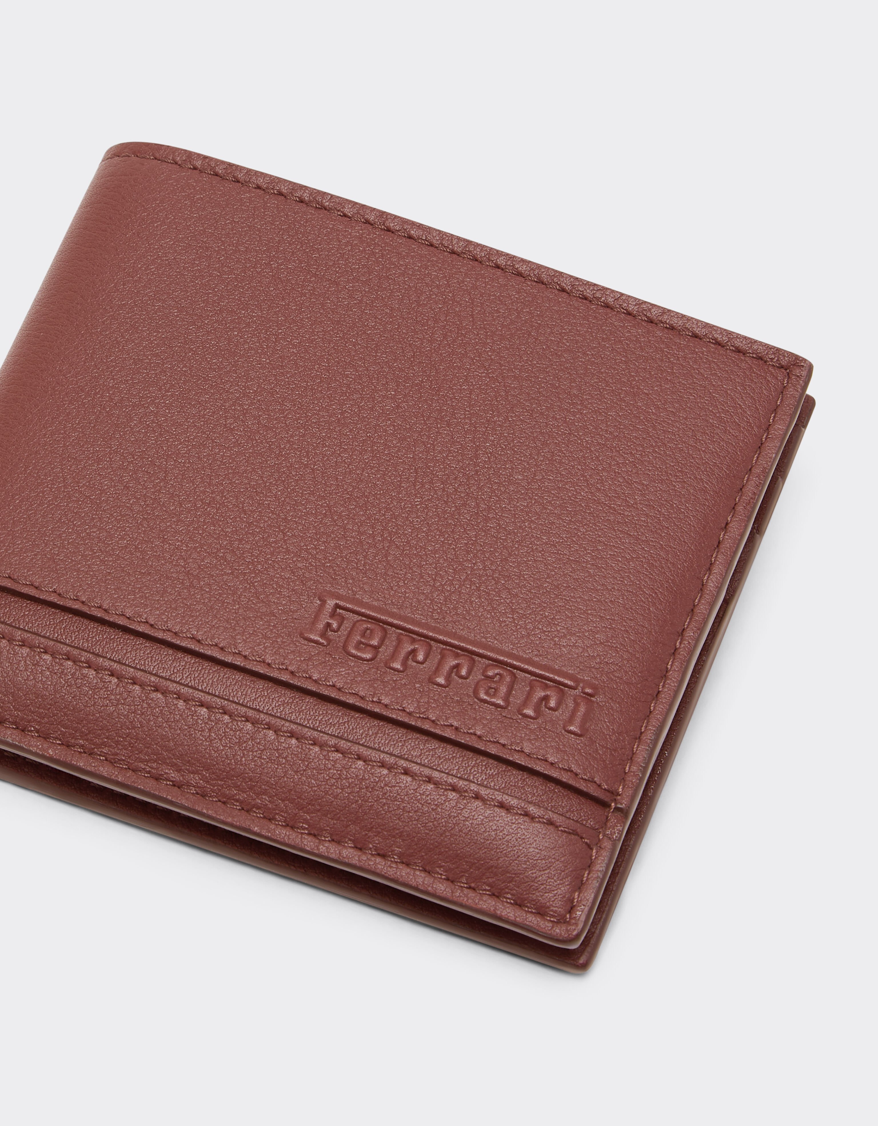 Ferrari Leather folding wallet with livery pattern Espresso 49225f