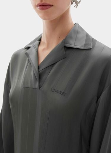 Ferrari Vestido midi de mezcla de seda jacquard con rayas Pekín Verde piombo CWWDR0033WAC0001f