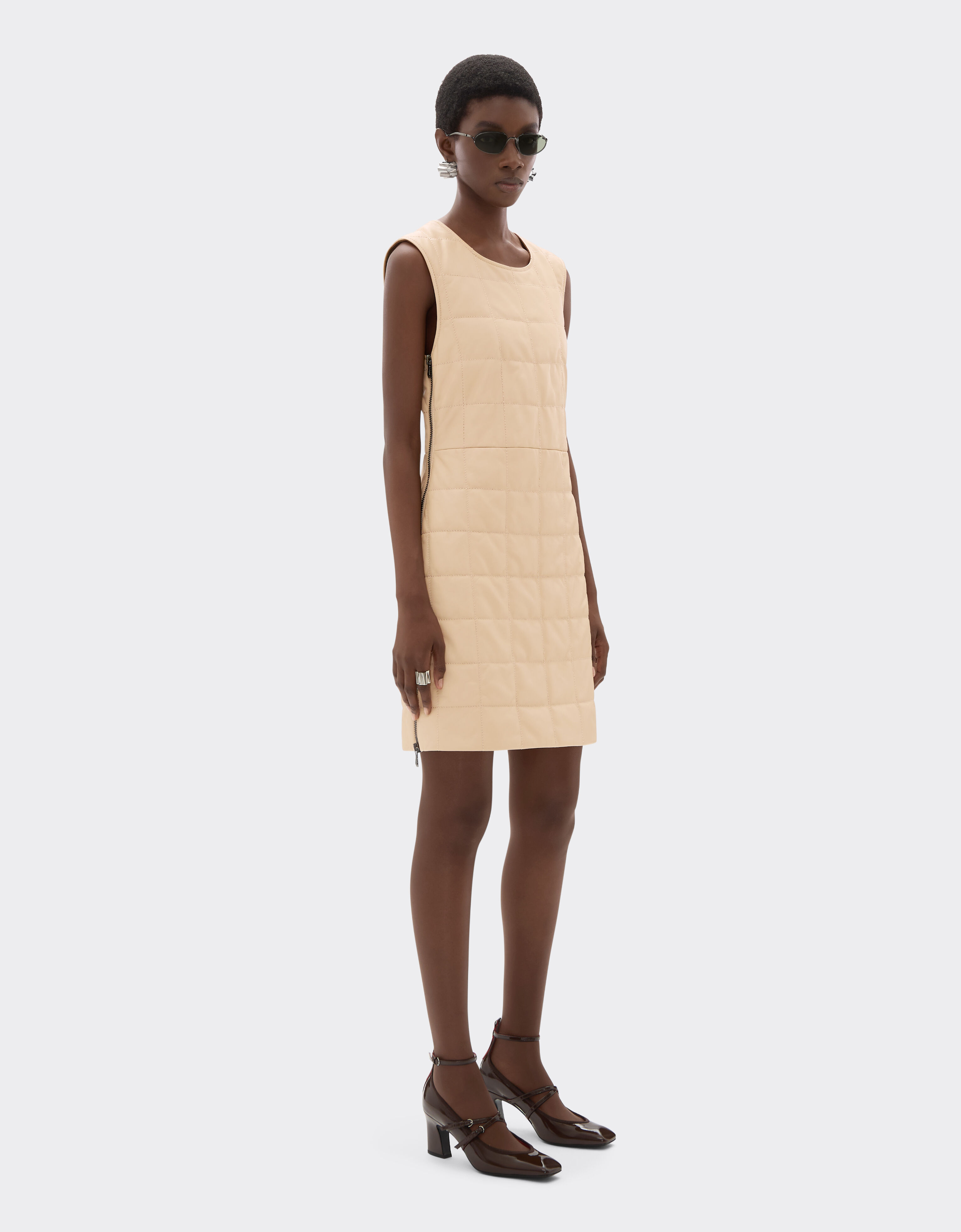 Ferrari Mini dress in nappa and suede Chalk 22587f