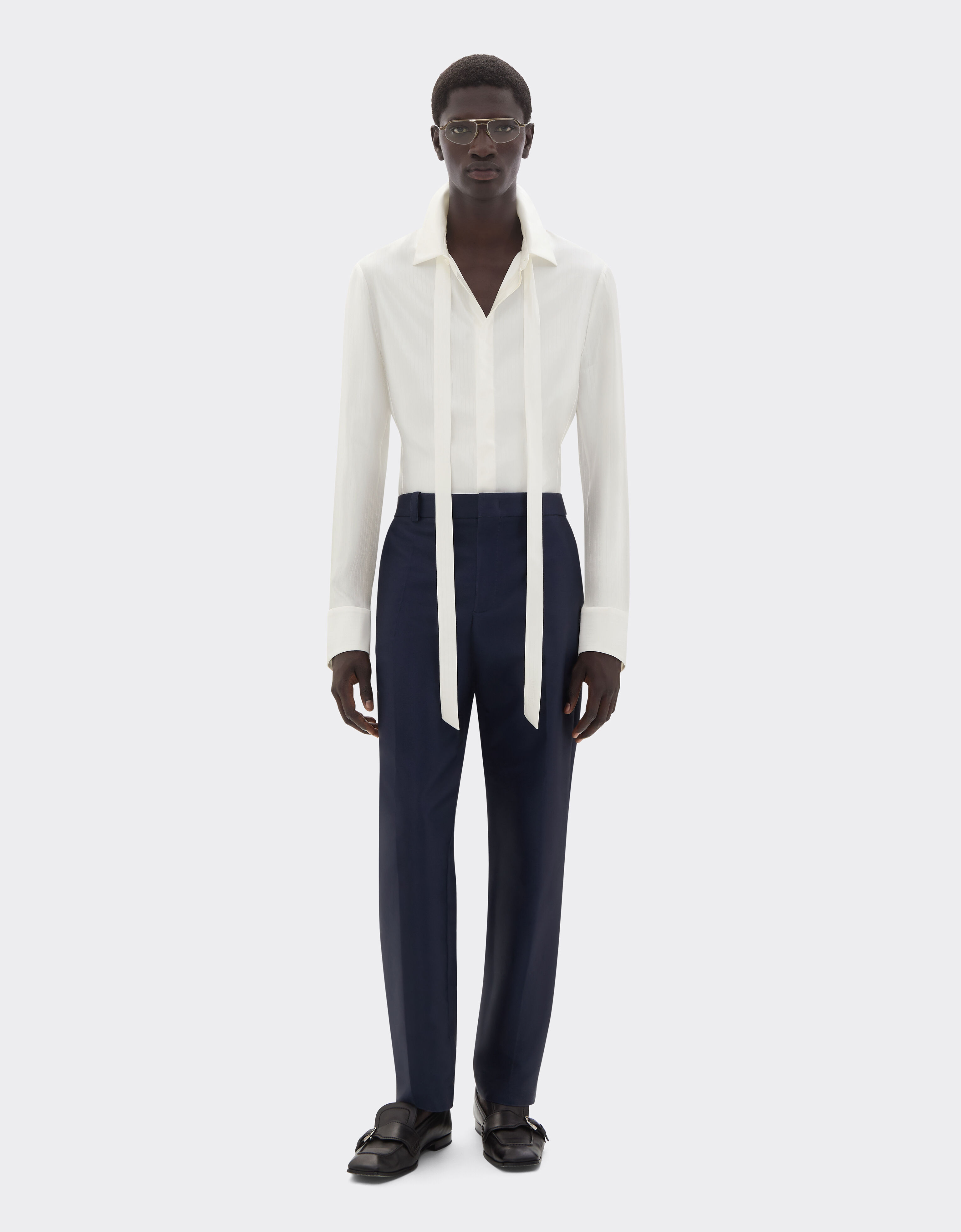 Ferrari Satin shirt with micro-stripe pattern Ivory 49929f