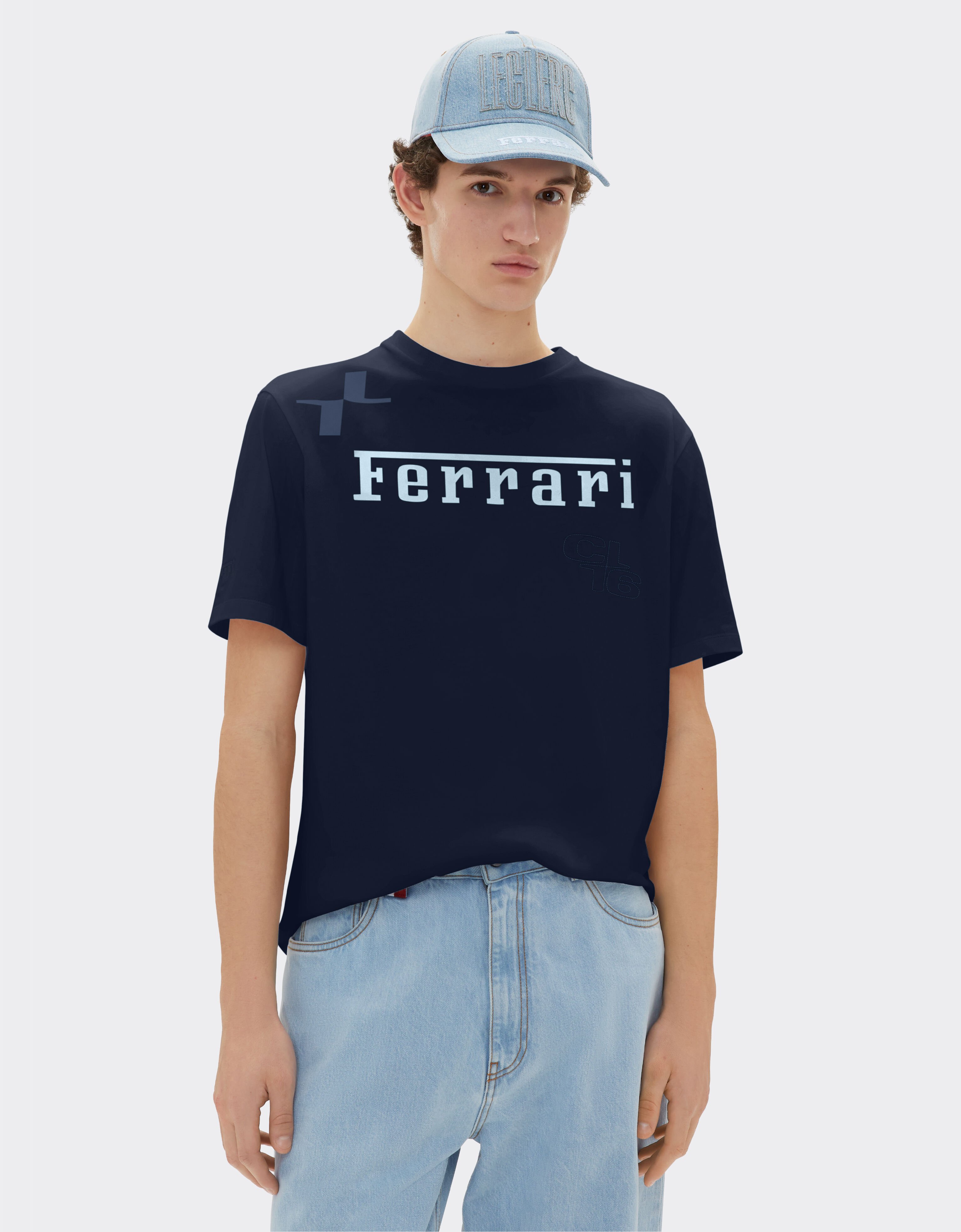 Ferrari Ferrari x Charles Leclerc T-shirt with Ferrari logo Navy 22293f