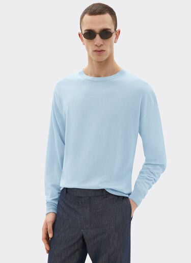Cashmere and silk jumper with link pattern Ferrari Cashmere and silk jumper with link pattern Steel Blue 22660f