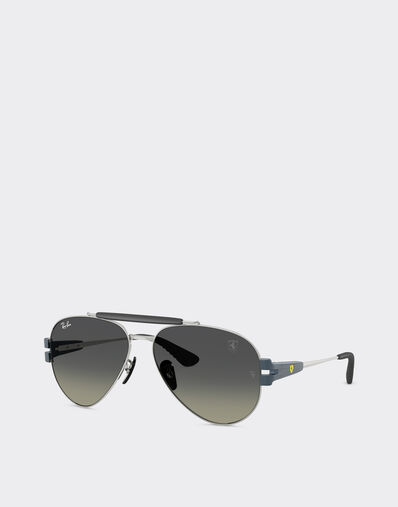 Ferrari Ray-Ban for Scuderia Ferrari RB3762M in silver-tone and matt light blue metal with gradient grey lenses Silver LA019f