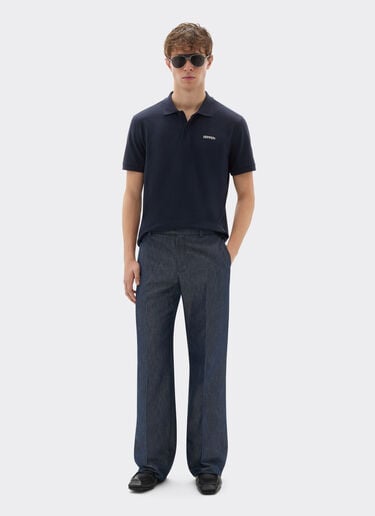 Ferrari Cotton polo shirt with Ferrari logo Navy 21277f