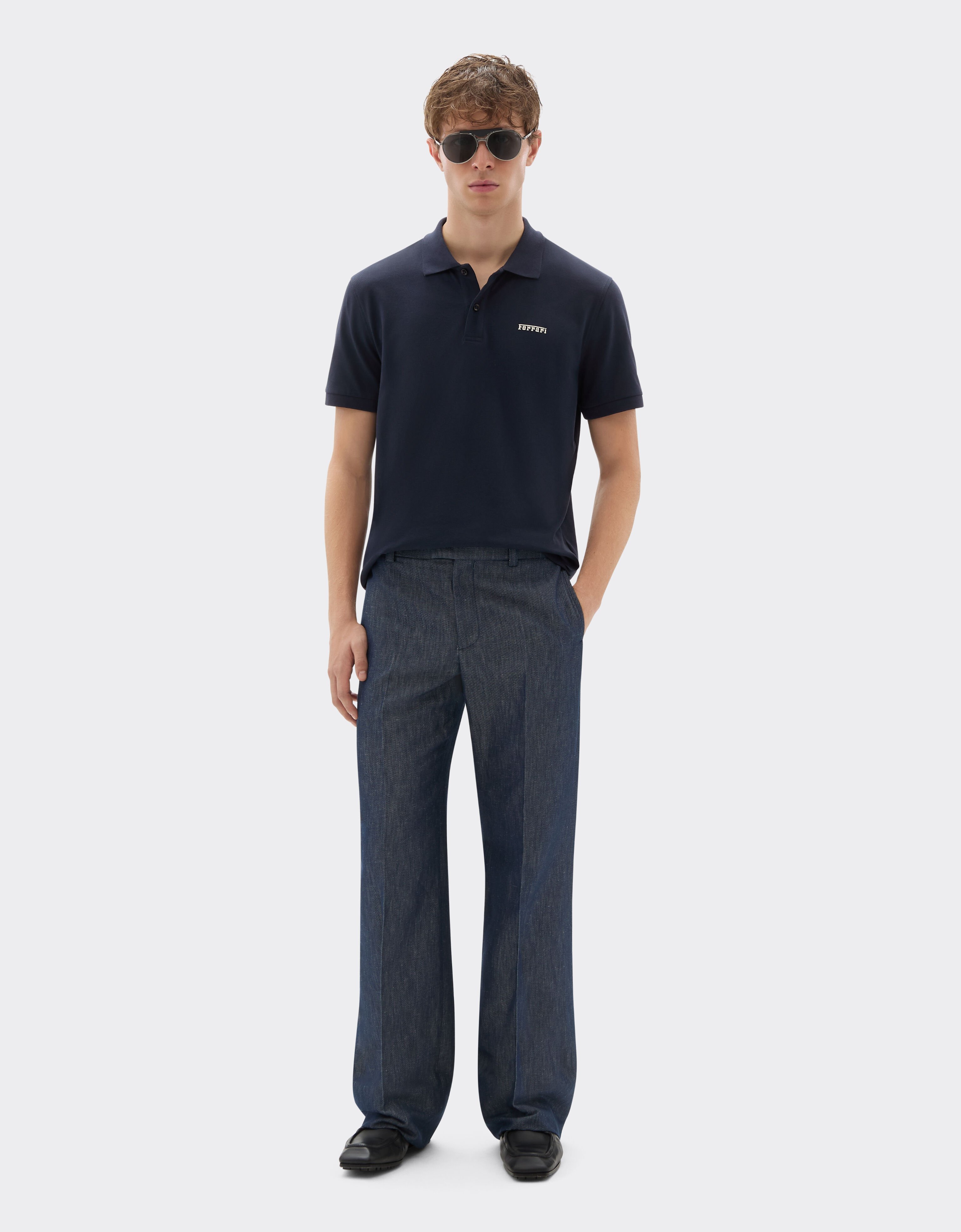 Ferrari Cotton polo shirt with Ferrari logo Navy 21277f