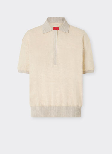 Ferrari Polo en coton et cachemire piqué avec logo Beige 22522f