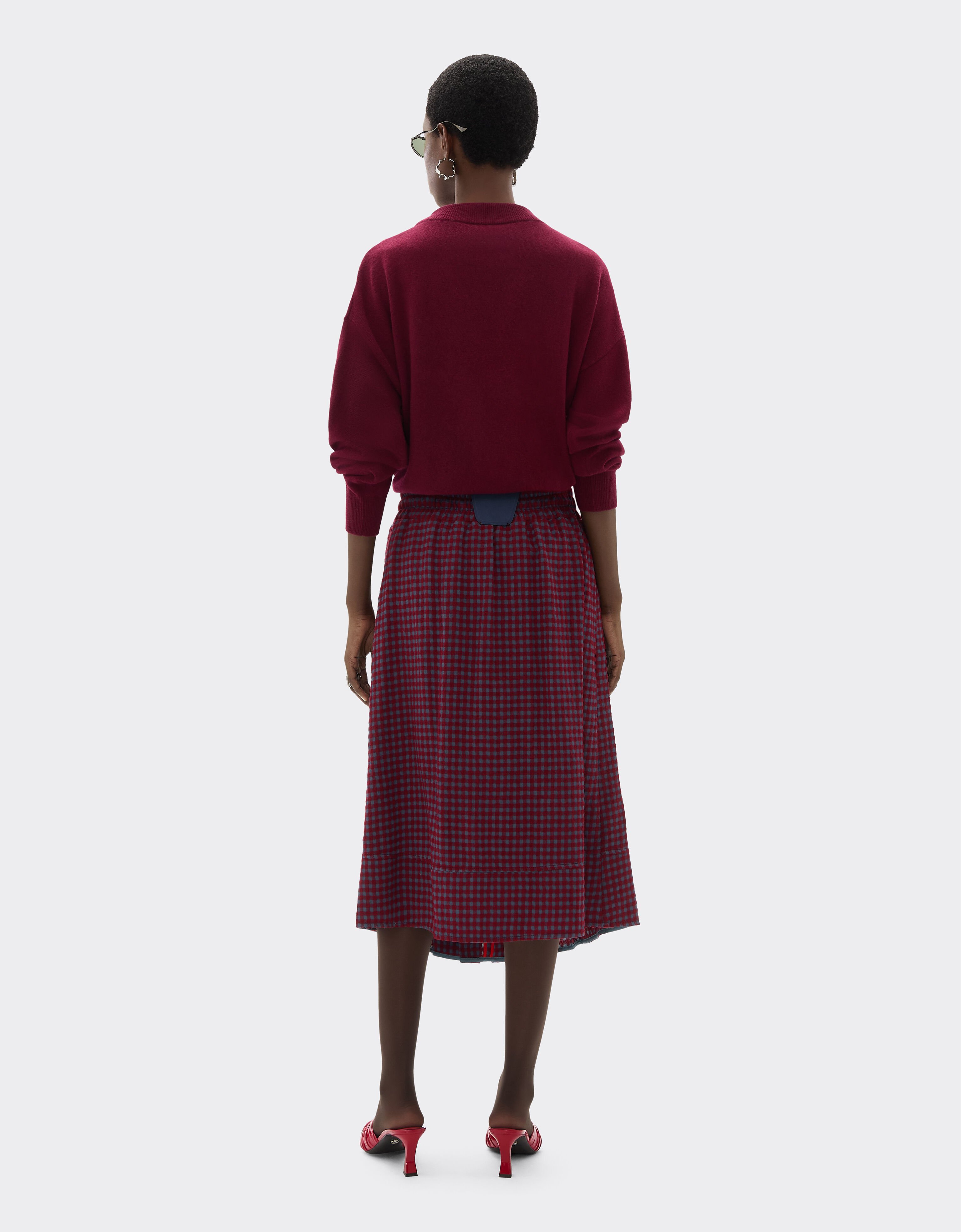 Ferrari Wool and viscose skirt with Vichy pattern Cherry 22649f