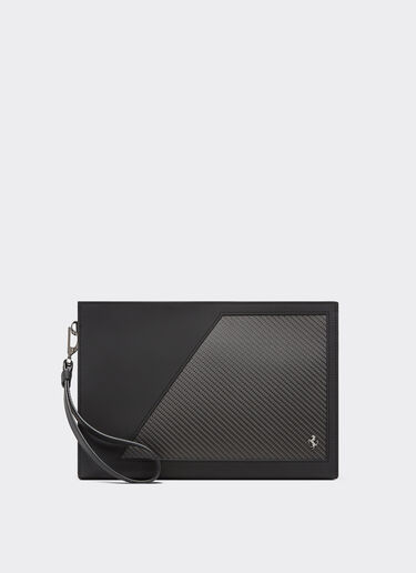 Ferrari Pouch in leather and carbon fibre Black 22200f