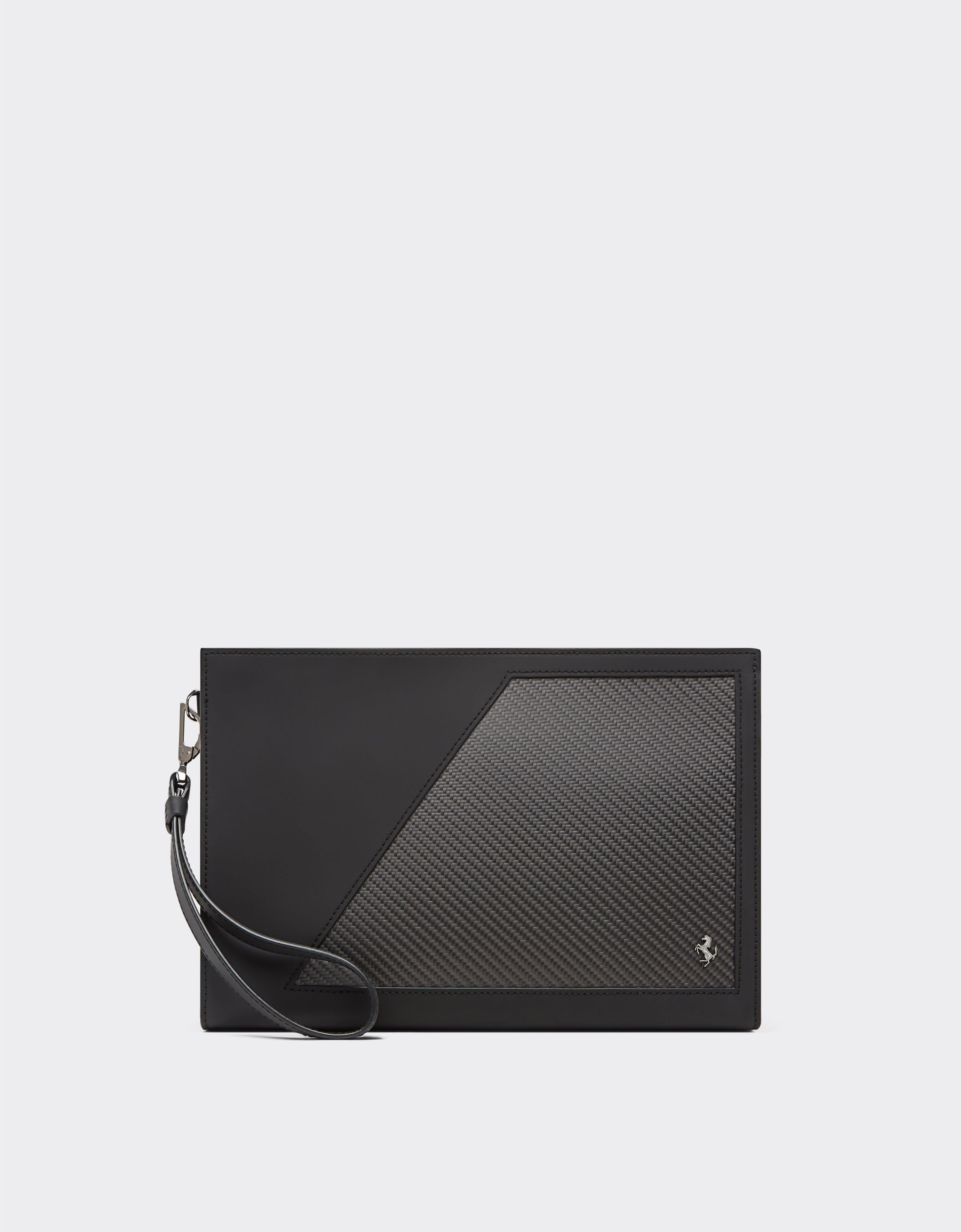 Ferrari Pouch in leather and carbon fibre Black 22200f