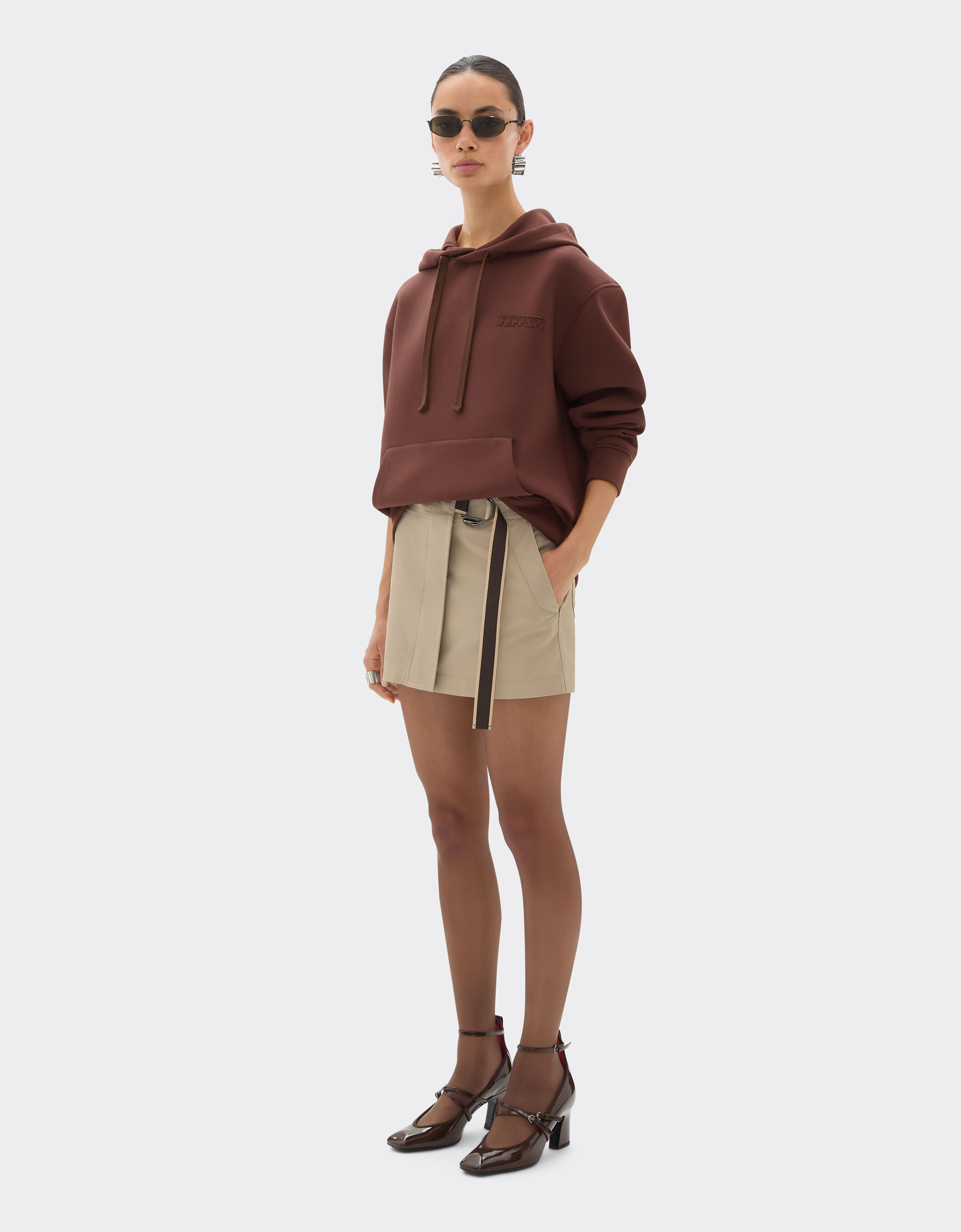 Ferrari Hooded sweatshirt in scuba fabric Espresso 22844f