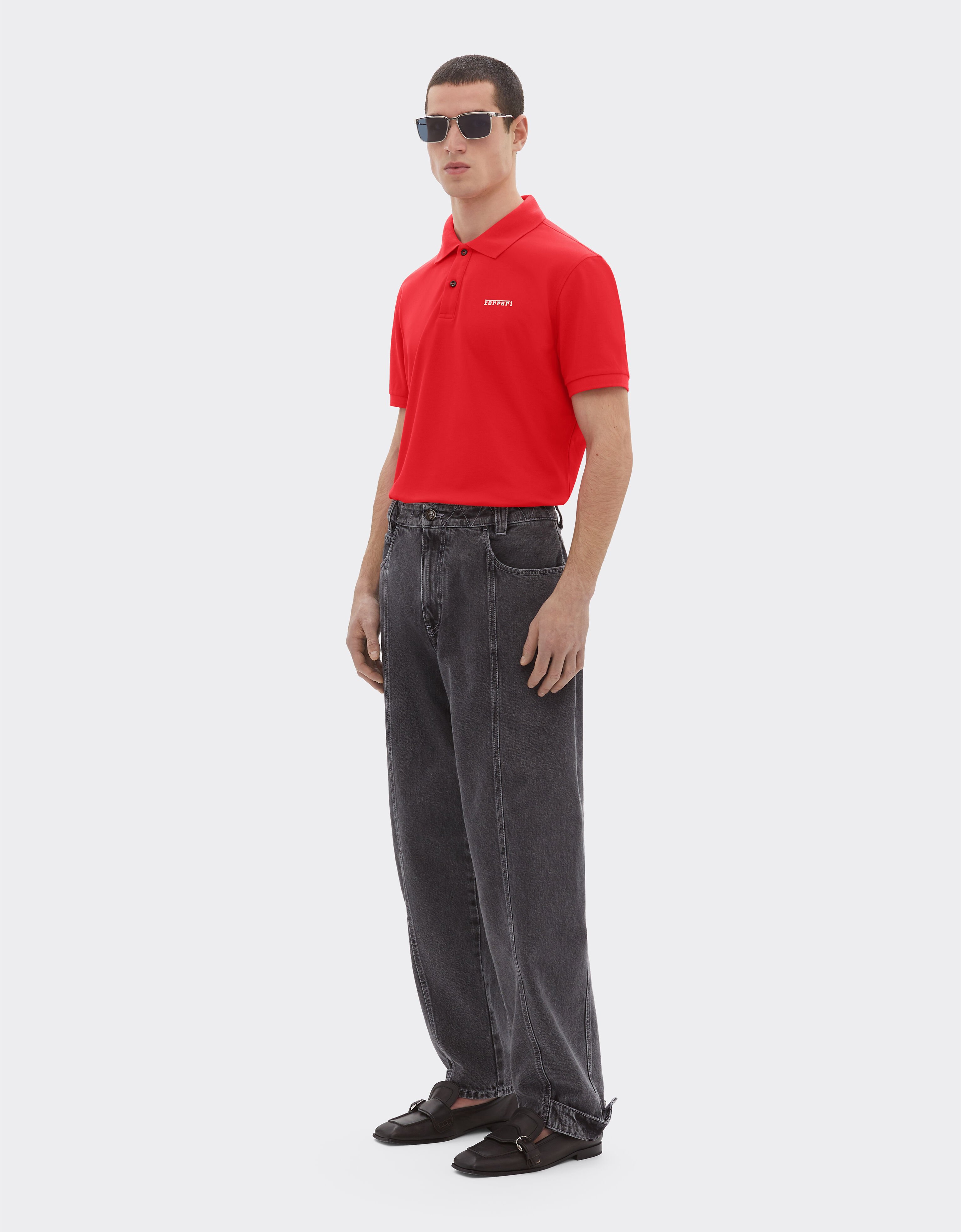 Ferrari Cotton polo shirt with Ferrari logo Rosso Dino 51058f